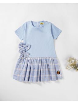 Avokiddos - Girls Cotton Blue Checks Dress