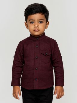 JBN Creation - Cotton Maroon Solid Shirt