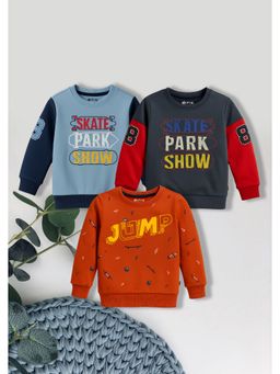 3PIN - Polyester Multi-Color Typography Sweatshirts (Pack Of 3)