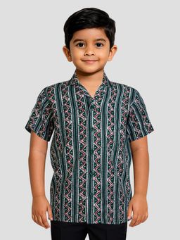 JBN Creation - Cotton Green Geometric Shirt