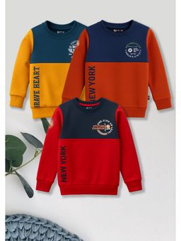 3PIN - Cotton Multi-Color Typography Sweatshirts (Pack Of 3)