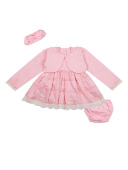 My Milestones - Cotton Pink Embroidered Dress With Bloomer And Hairband