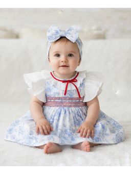 My Milestones - Cotton Multi-Color Floral Dress With Bloomer And Hairband