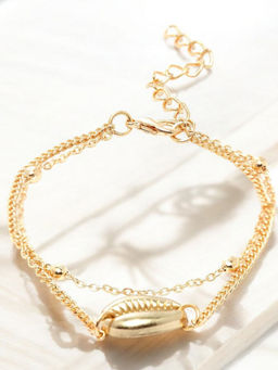 OOMPH - Gold Tone Multi Layer Sea Shell Beach Fashion Anklet