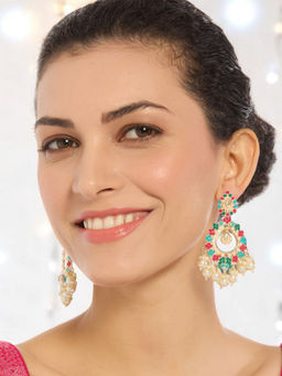 OOMPH - Navratan Jadau Drop Earrings for Women