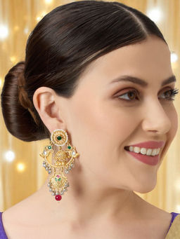 OOMPH - Matte Gold Dual Tone Ghungroo Detailing Drop Earrings