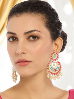 OOMPH - Navratan Jadau Chandbali Earrings for Women