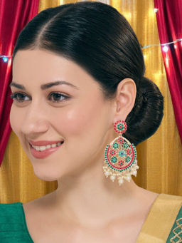OOMPH - Navratan Jadau Large Drop Earrings For Women