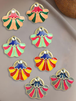OOMPH - Multi-Colour Minakari Enamel Floral Drop Earrings