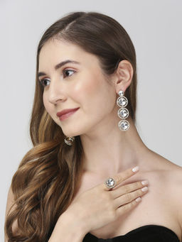 OOMPH - Indo-Western Look Drop Earrings and Ring Set