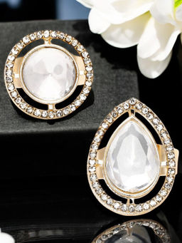 OOMPH - White Indo-Western Look Kundan Ring