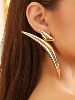 OOMPH - Gold Exaggerated Geometric Big Triangle Drop Earrings