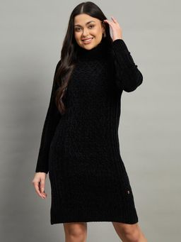 Duke - Women High Neck Full Sleeve Sweater Knee Dress