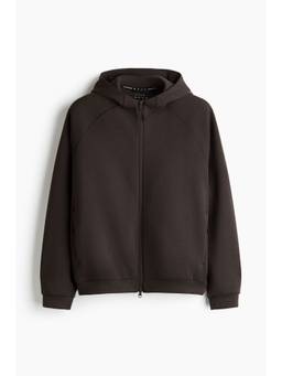 H&M - Men Brown Sports Zip-Through Hoodie With Drymove