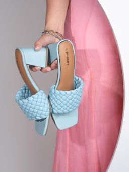 Briskers - Blue Block Open Toe Sandal Heels