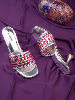 Briskers - Silver Spool Open Toe Sandal Heels