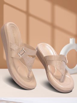 LIBERTY - Beige Platform Round Toe Sandal