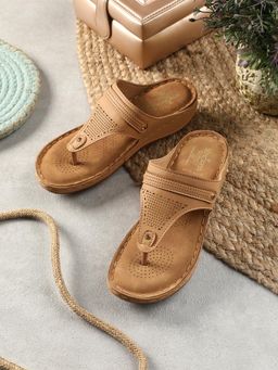 LIBERTY - Beige Platform Round Toe Sandal