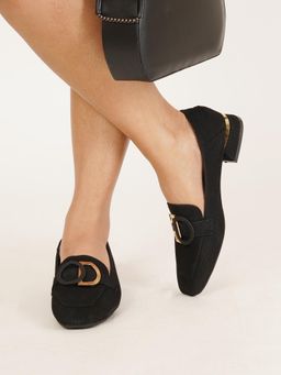 Sherrif Shoes - Black Block Square Toe Pump Heels