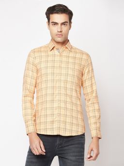 CRIMSOUNE CLUB - Men Peach Flannel Shirt