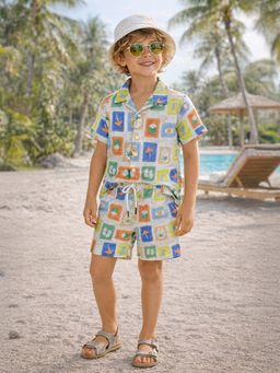 Mi Arcus - Boys Printed Half Sleeves Shirt with Shorts Multi-Color