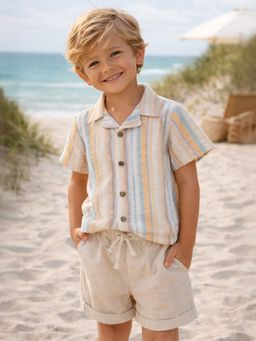 Mi Arcus - Boys Stripes Design Half sleeves Shirt - Multicolor