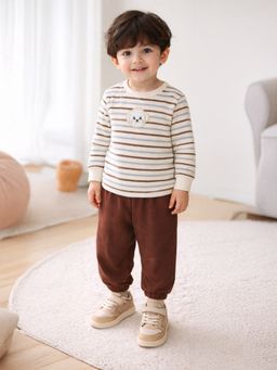 Mi Arcus - Kids Brown Textured T-shirt with Pyjama