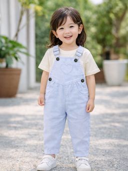 Mi Arcus - Solid Denim Dungaree for Girls Blue