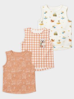 Mi Arcus - Boys Printed Sleeveless T-shirt - Multi-Color (Pack of 3)