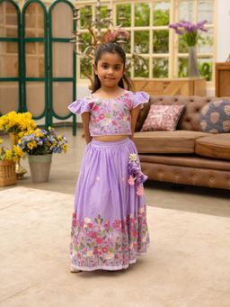 Fayon Kids - Lavender Embroidered Lehenga with Choli