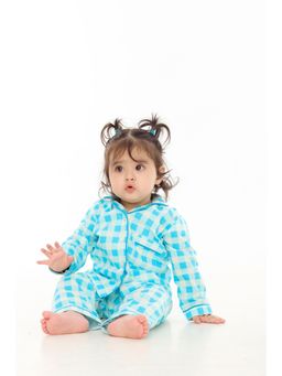 Mama & Peaches - Kids Cotton Blue Checks Full Sleeves Shirt & Pyjama
