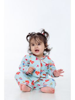Mama & Peaches - Kids Cotton Blue Full Sleeves Shirt & Pyjama