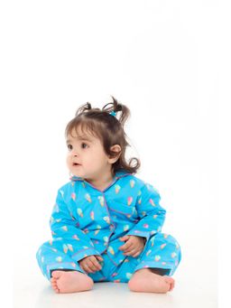 Mama & Peaches - Kids Cotton Blue Full Sleeves Shirt & Pyjama
