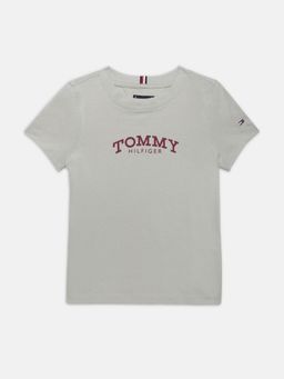 Tommy Hilfiger - Boys Grey Solid Regular Fit Cotton T-Shirt