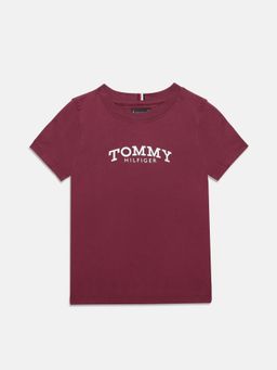 Tommy Hilfiger - Boys Purple Solid Regular Fit Cotton T-Shirt