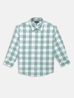 Tommy Hilfiger - Boys Green Checks Regular Fit Shirt