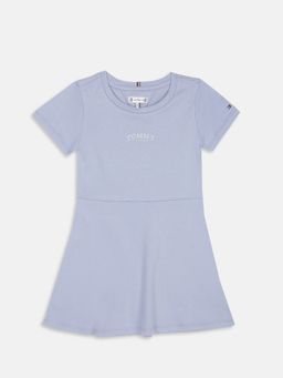 Tommy Hilfiger - Girls Grey Cotton Round Neck A-Line Dress