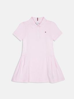 Tommy Hilfiger - Girls Pink Cotton Polo Collar A-Line Dress