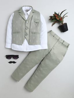 BT DEZINES - Boys Green Textured 3 Piece Set