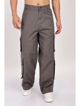 Eszett - Men Cotton Lycra Baggy Greyish Brown Premium Cotton Cargo