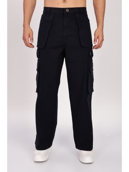 Eszett - Men Cotton Lycra Classic Navy Blue Twill Cargo