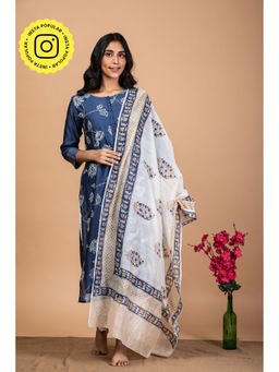 Kameez - Floral Indigo Kurta Set -(Set of 4)