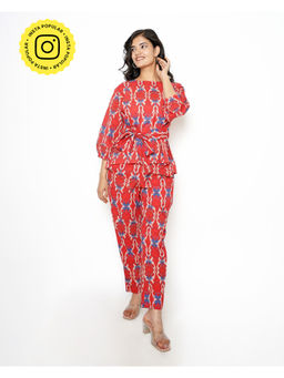 Kameez - Red Printed Cotton Co-ord (Set of 2)