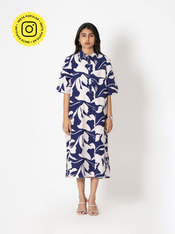 Kameez - Purple and White Digital Print Cotton Dress