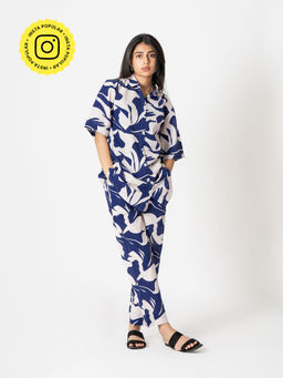 Kameez - Purple and White Digital Print Cotton Co-Ord (Set of 2)
