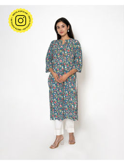 Kameez - Multi Print Cotton Kurta with Pant (Set of 2)
