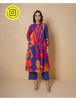 Kameez - Multi-Color Digital Print Cotton Kurta with Pant (Set of 2)