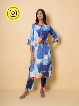 Kameez - Blue Digital Print Cotton Co-Ord Set