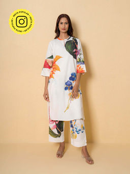 Kameez - Ivory Digital Print Modal Cotton Co-Ord Set