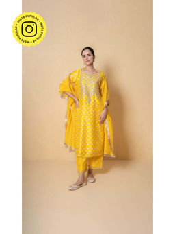Kameez - Sunlit Glow Gota Patti Yellow Chanderi Suit Set